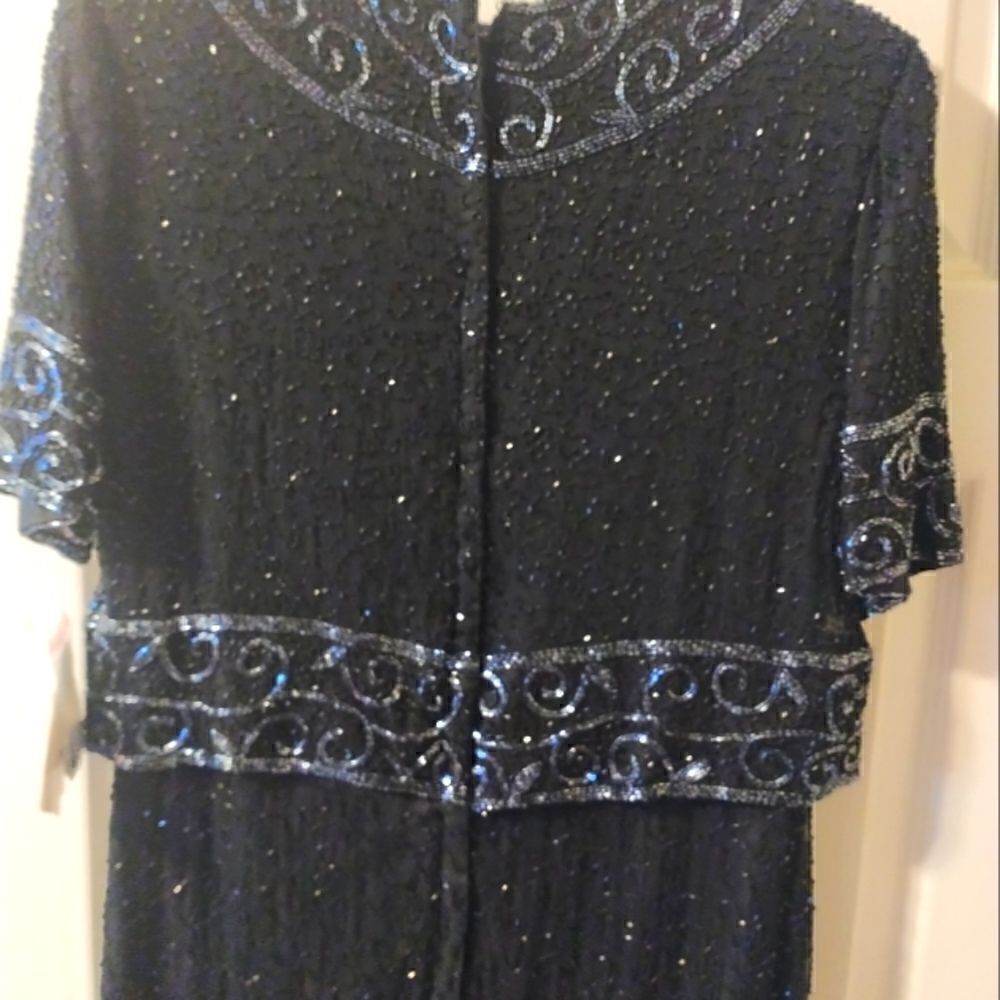 Camille Marie Vintage Blackbeaded Gown Long Column Dress Size Pm — image 6 of 8